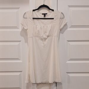 Forever21 Off White Sheer Overlay Lined Babydoll Dress Size Medium